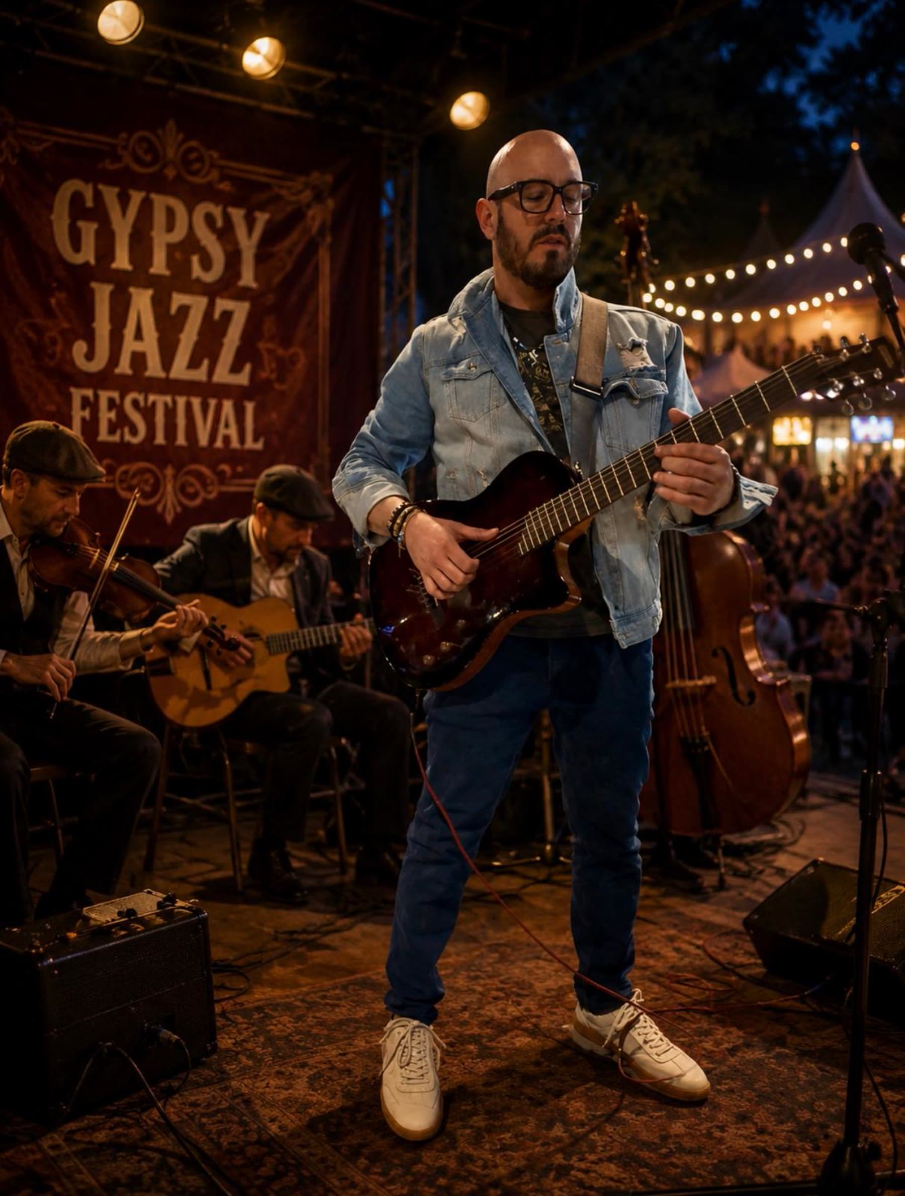 Kike Vivaldy playing at the Gypsy Jazz Festival